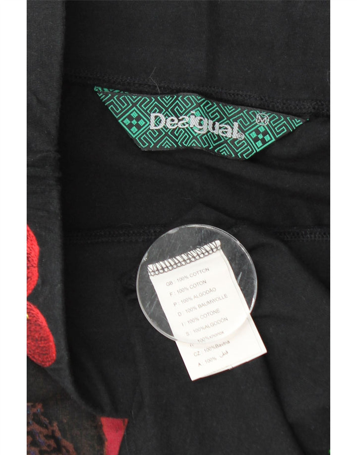 Desigual Womens Graphic Asymmetrical Skirt Medium W28  Black Floral Cotton