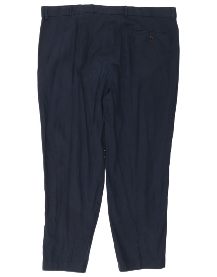 Marks & Spencer Mens Regular Chino Trousers W40 L31 Navy Blue Linen