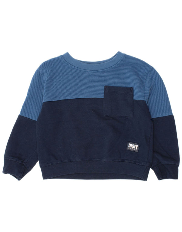 Dkny Baby Boys Graphic Sweatshirt Jumper 18-24 Months Navy Blue Colourblock