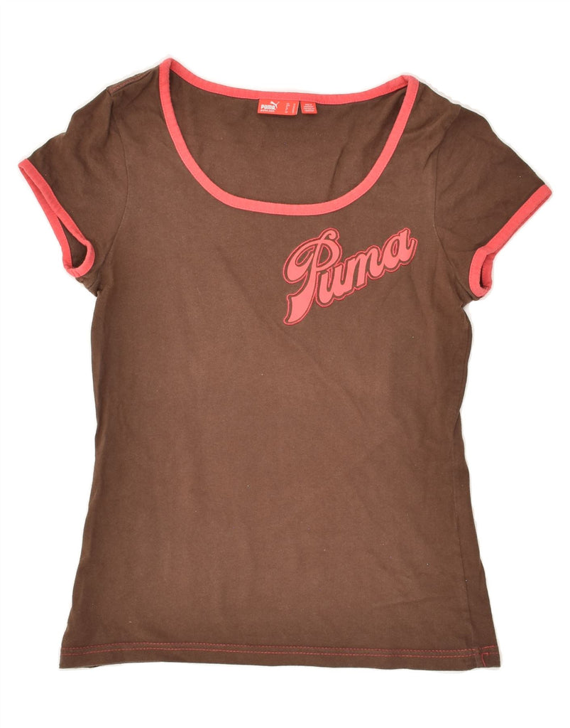 PUMA Womens Graphic T-Shirt Top UK 12 Medium Brown Vintage Puma and Second-Hand Puma from Messina Hembry 