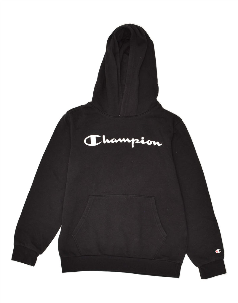 CHAMPION Boys Graphic Hoodie Jumper 11-12 Years Large Black | Vintage Champion | Thrift | Second-Hand Champion | Used Clothing | Messina Hembry 