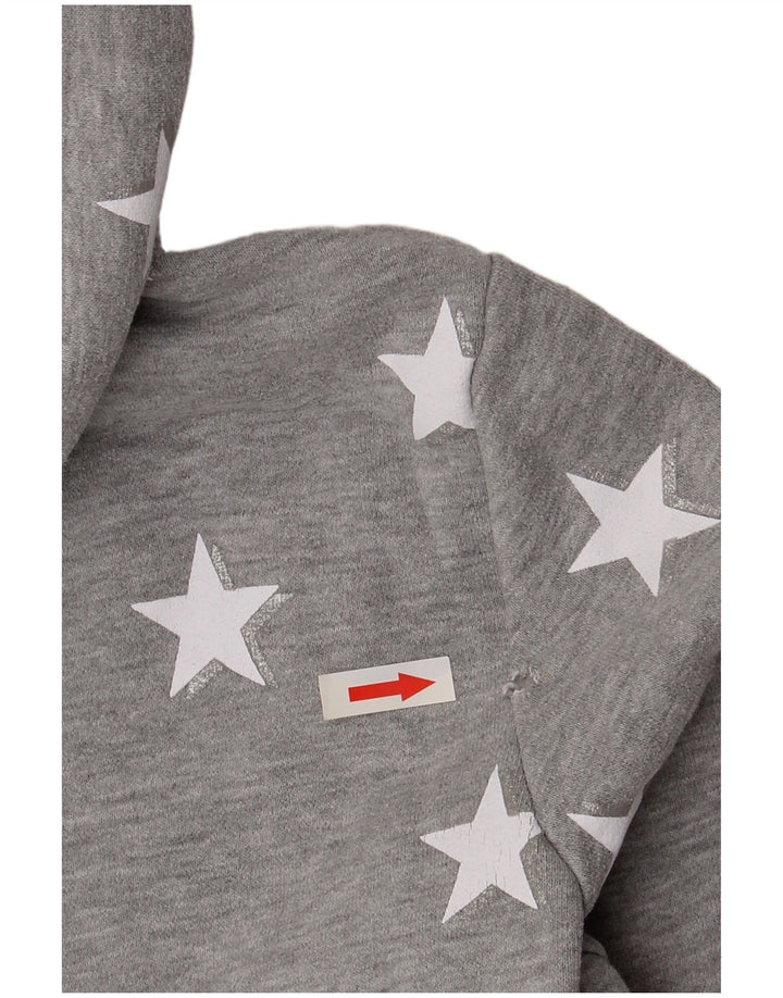 SUPERDRY Womens Abstract Pattern Zip Hoodie Sweater UK 12 Medium  Grey