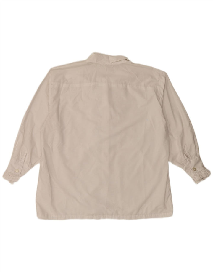 Vintage Womens Ruffle Front Shirt Blouse UK 20 2XL White