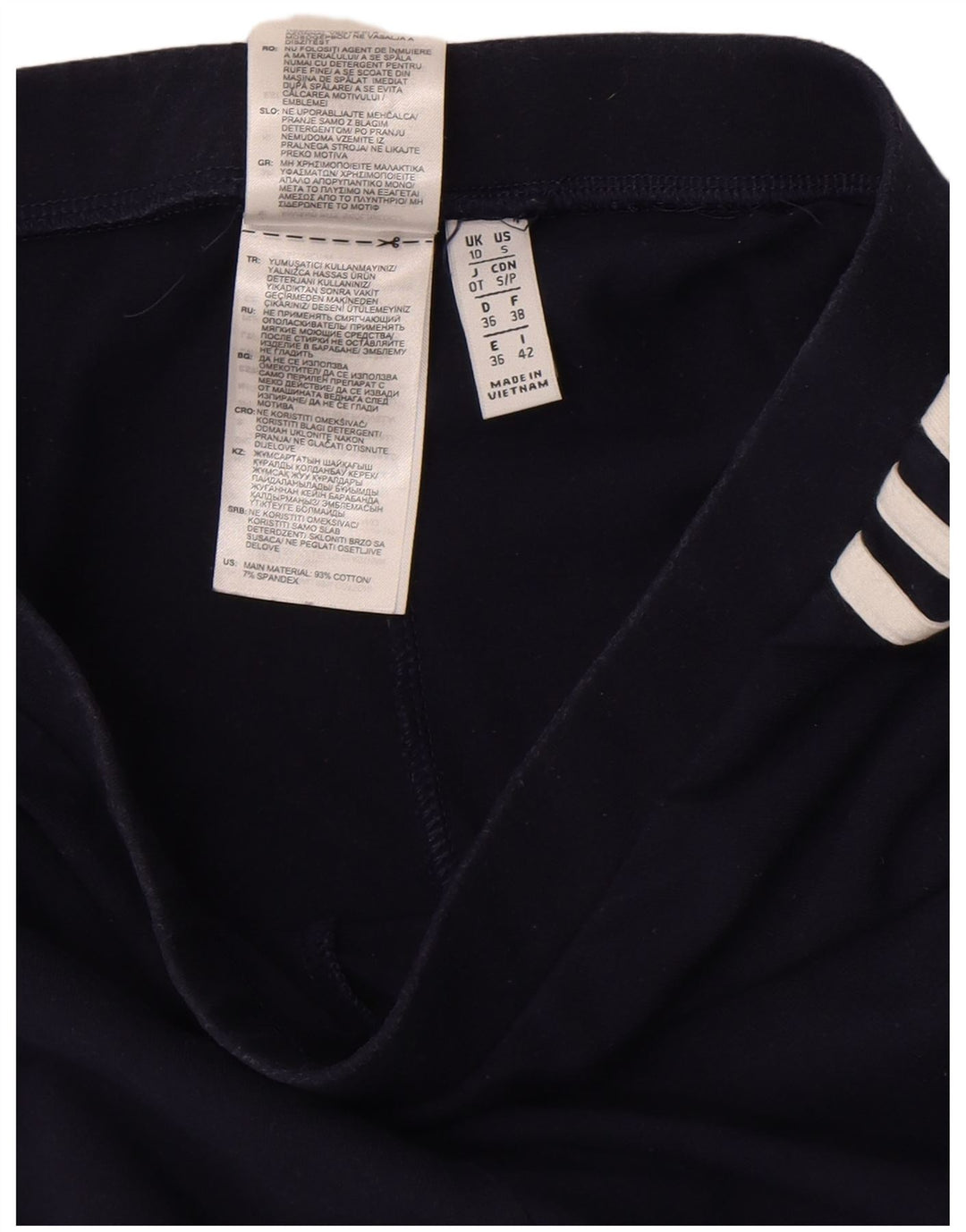 Adidas Womens Leggings UK 10 Small Navy Blue Cotton
