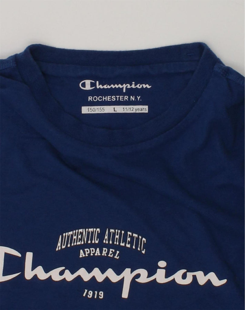 CHAMPION Boys Graphic T-Shirt Top 11-12 Years Navy Blue Cotton | Vintage Champion | Thrift | Second-Hand Champion | Used Clothing | Messina Hembry 