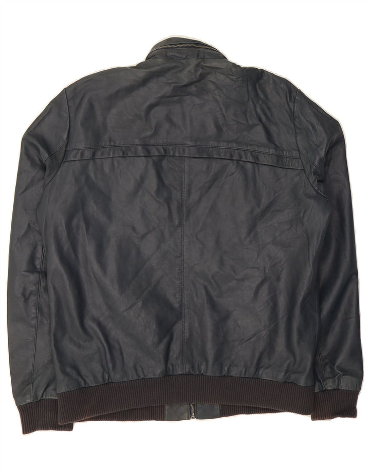 PEPE JEANS Womens Leather Jacket UK 18 XL Navy Blue Leather Vintage PEPE Jeans and Second-Hand PEPE Jeans from Messina Hembry 