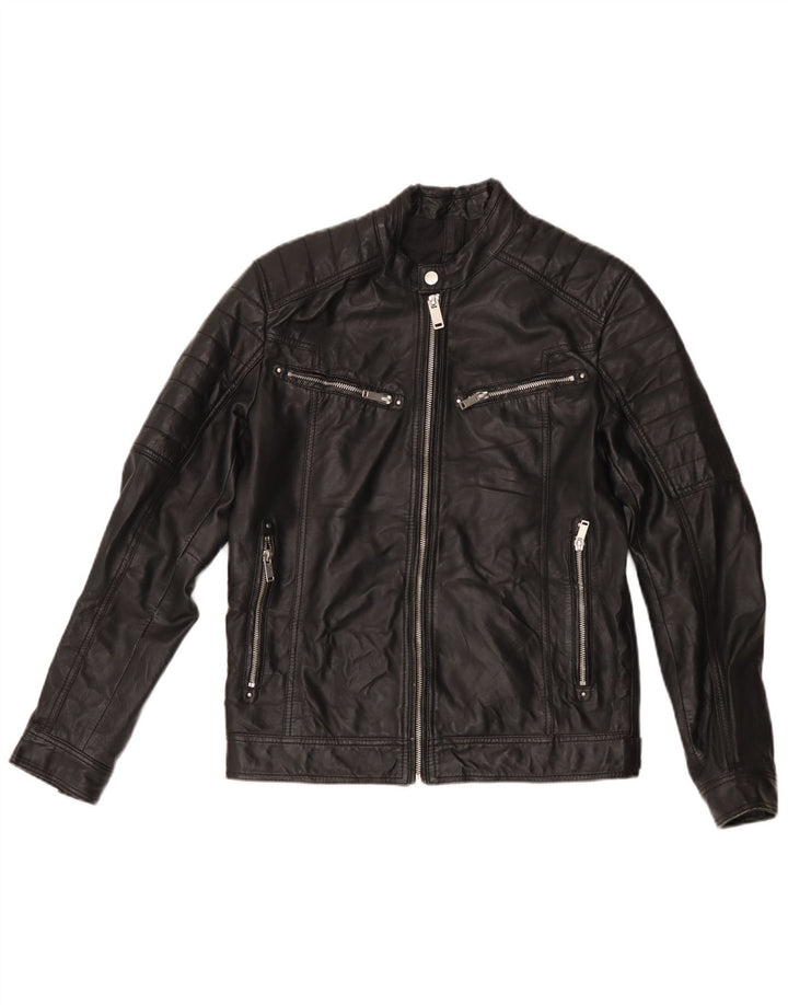 Conbipel Womens Leather Racer Jacket IT 46 Large Black Leather