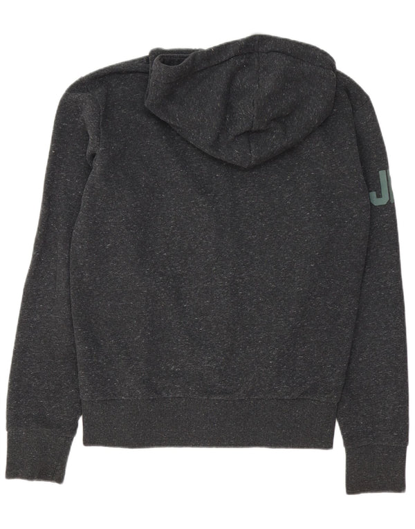 Superdry Mens Graphic Zip Hoodie Sweater Medium Grey Flecked Cotton