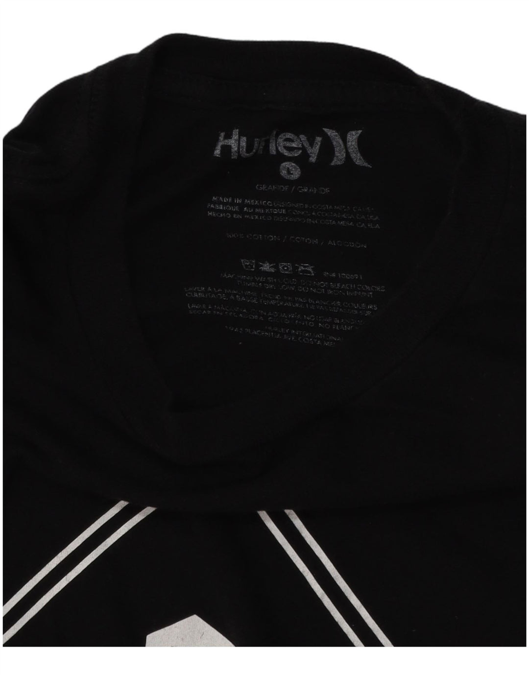 HURLEY Mens Graphic T-Shirt Top Large Black Cotton