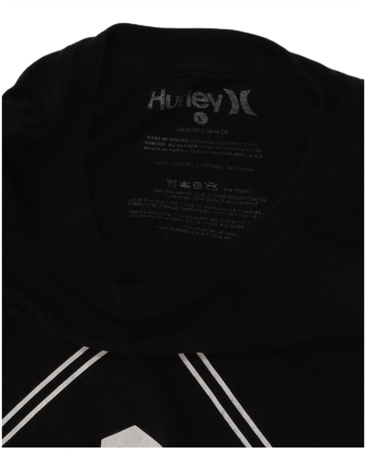 HURLEY Mens Graphic T-Shirt Top Large Black Cotton