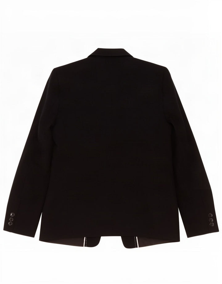 Marks & Spencer Womens 1 Button Blazer Jacket UK 14 Medium Black Polyester