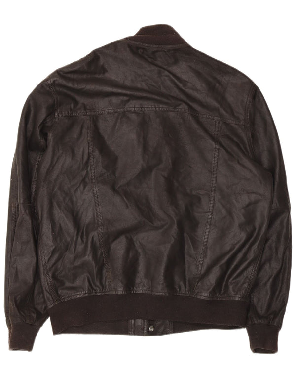 Luca D'altieri Mens Bomber Leather Jacket UK 38 Medium Brown Leather