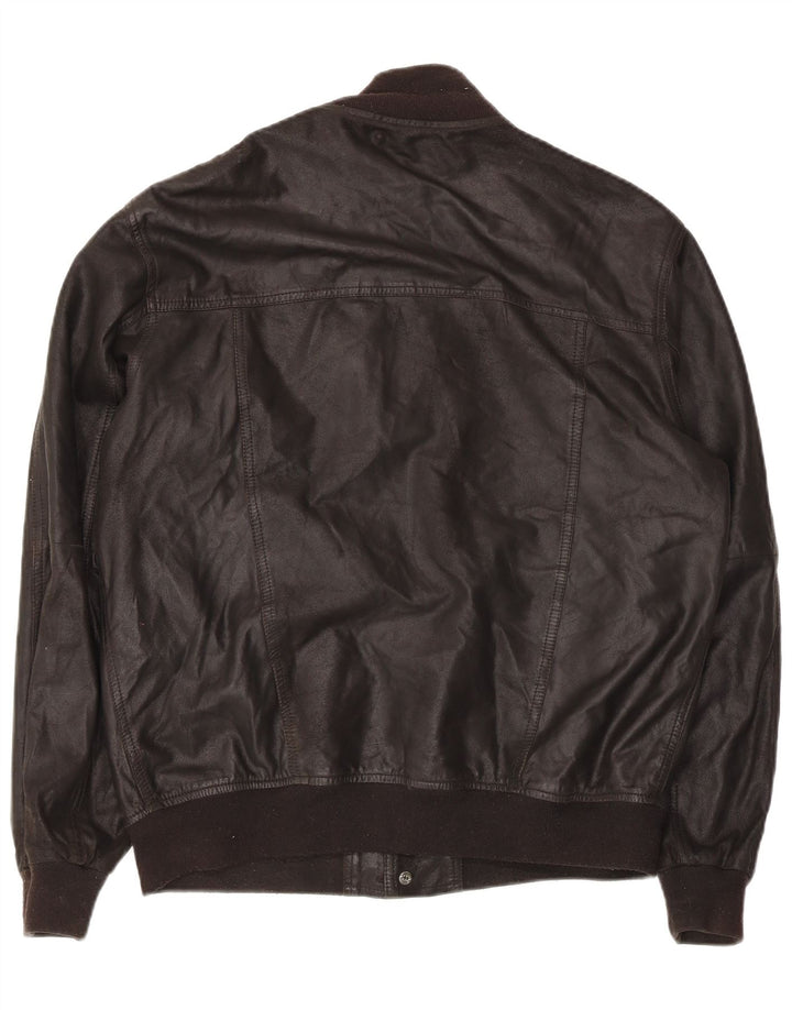 Luca D'altieri Mens Bomber Leather Jacket UK 38 Medium Brown Leather