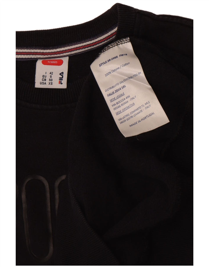 Fila Womens Graphic Sweatshirt Jumper IT 42 Medium Black Cotton
