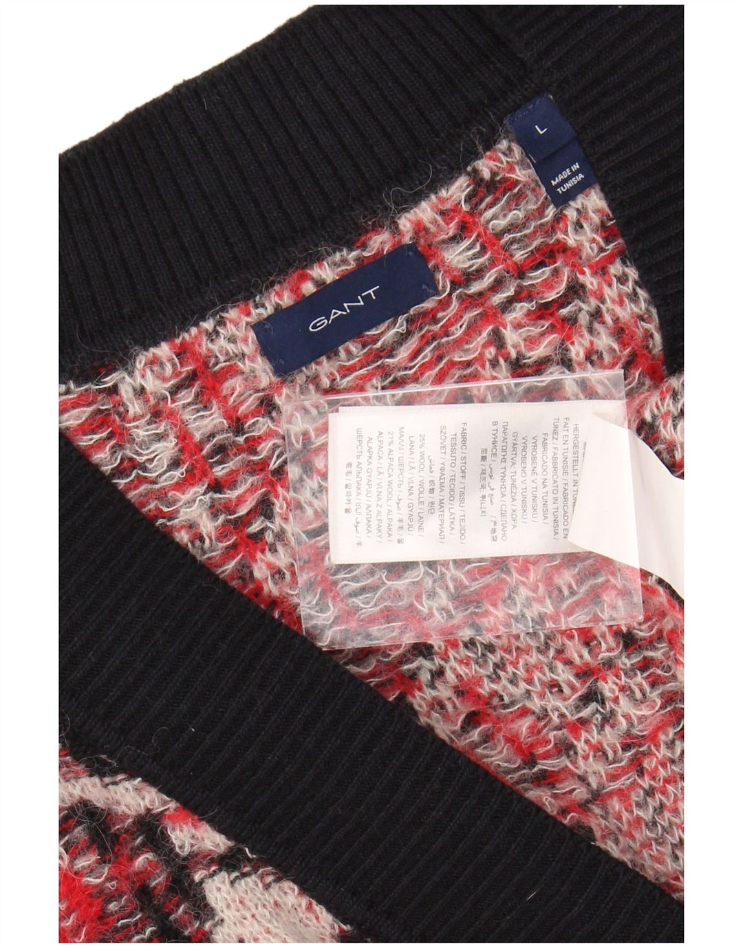 GANT Womens Oversized V-Neck Jumper Sweater UK 16 Large Red Houndstooth