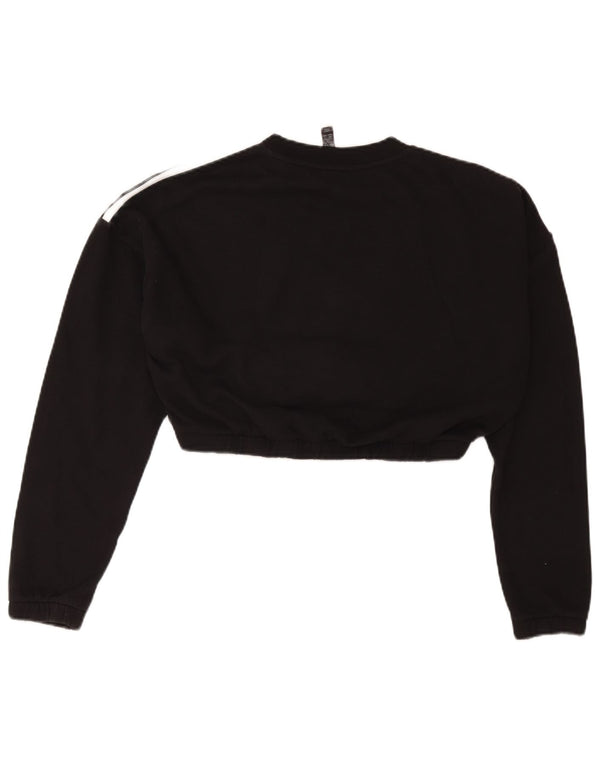 Adidas Womens Crop Sweatshirt Jumper UK 12/14 Medium Black Cotton