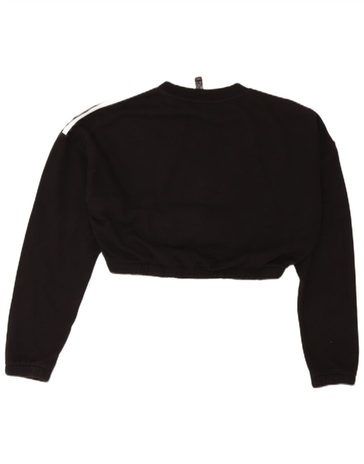 Adidas Womens Crop Sweatshirt Jumper UK 12/14 Medium Black Cotton