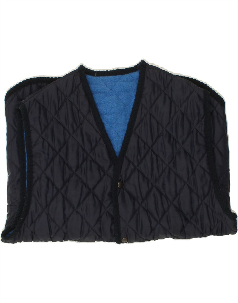 VINTAGE Mens Quilted Gilet UK 38 Medium Navy Blue Polyamide Vintage Vintage and Second-Hand Vintage from Messina Hembry 