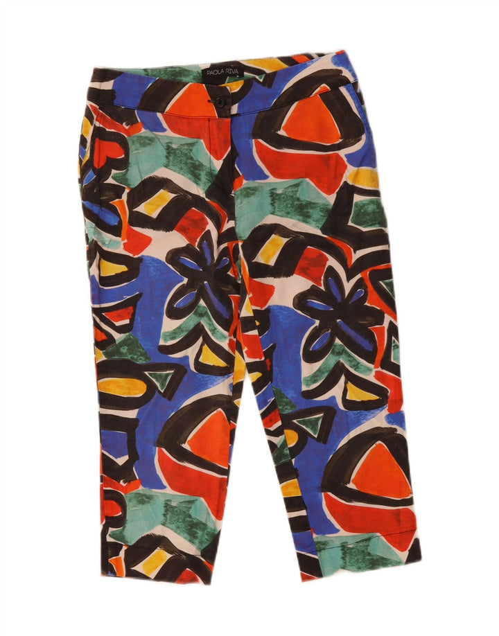 VINTAGE Womens Abstract Pattern Capri Trousers IT 44 Medium W28 L19 Red