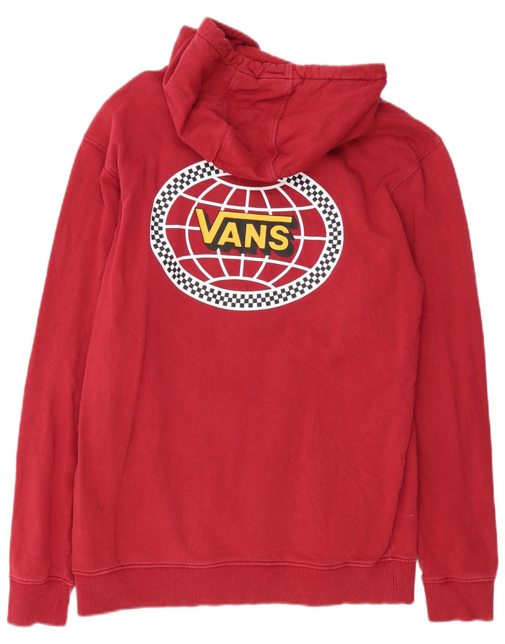 Vans Mens Graphic Hoodie Jumper Medium Red Cotton