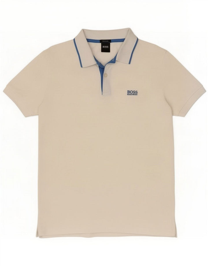 Hugo Boss Mens Polo Shirt Medium White Cotton
