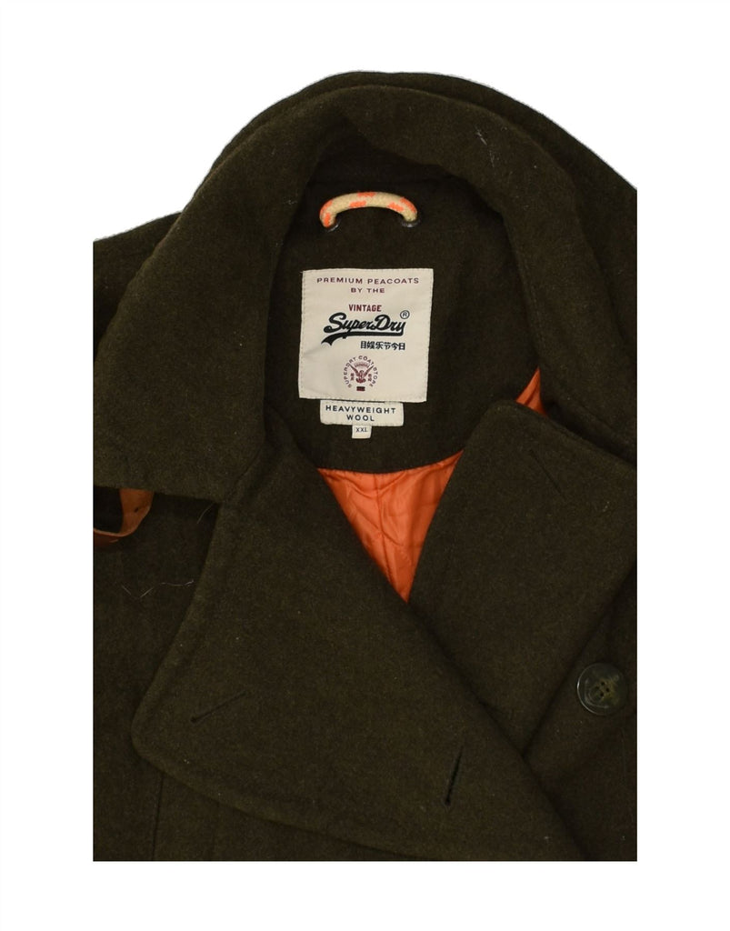 SUPERDRY Womens Pea Coat UK 20 2XL Khaki Wool | Vintage Superdry | Thrift | Second-Hand Superdry | Used Clothing | Messina Hembry 