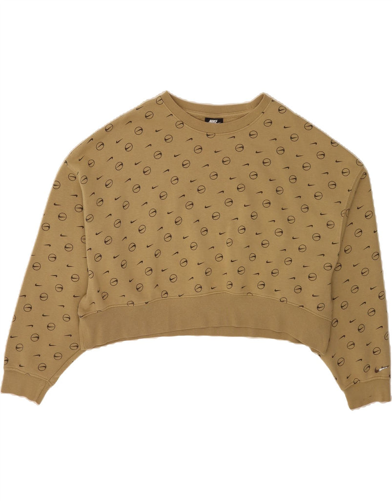 NIKE Womens Oversized Graphic Crop Sweatshirt Jumper UK 10 Small Beige Vintage Nike and Second-Hand Nike from Messina Hembry 