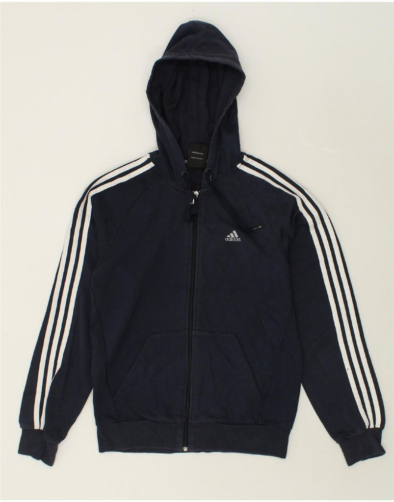 ADIDAS Mens Climalite Zip Hoodie Sweater Small Navy Blue Polyester | Vintage Adidas | Thrift | Second-Hand Adidas | Used Clothing | Messina Hembry 