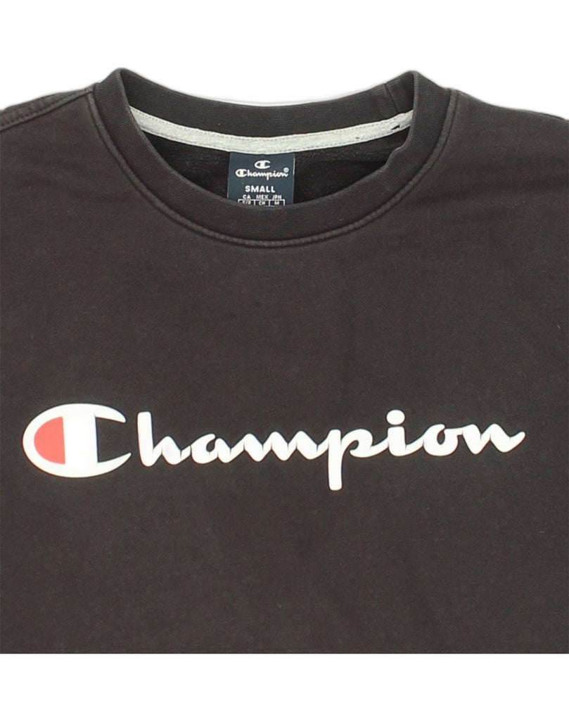 CHAMPION Mens Graphic Sweatshirt Jumper Small Black Cotton | Vintage Champion | Thrift | Second-Hand Champion | Used Clothing | Messina Hembry 