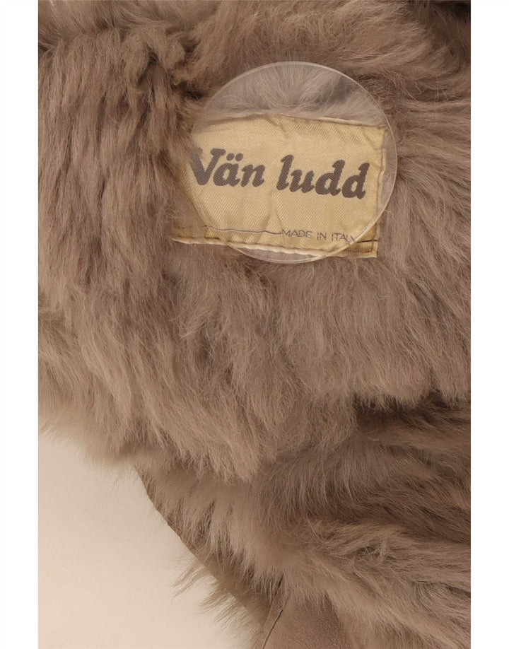 Vintage Womens Shearling Coat UK 16 Large Brown