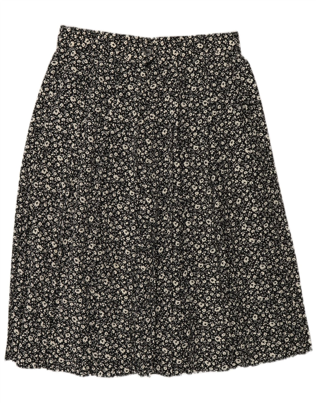 St Michael Womens A-Line Skirt UK 16 Large W30 Black Floral Polyester