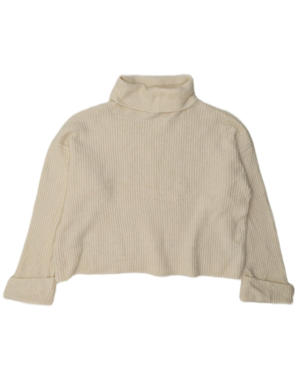 Marks & Spencer Womens Crop Roll Neck Jumper Sweater UK 18 XL Off White