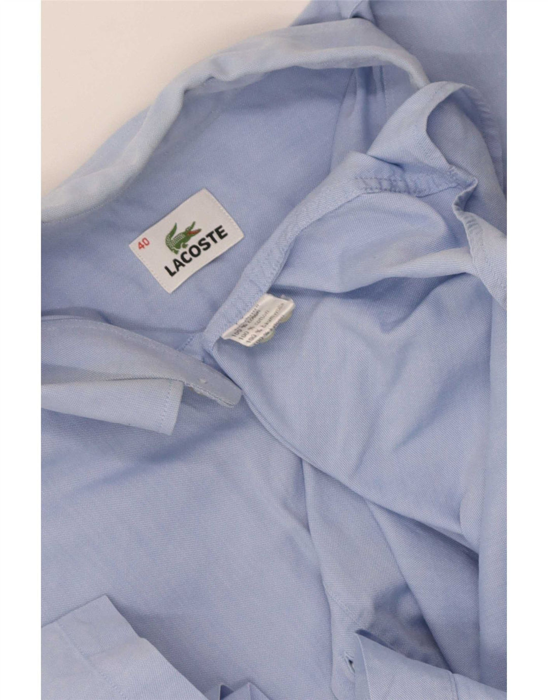 Lacoste Mens Short Sleeve Shirt Size 40 Medium Blue Cotton