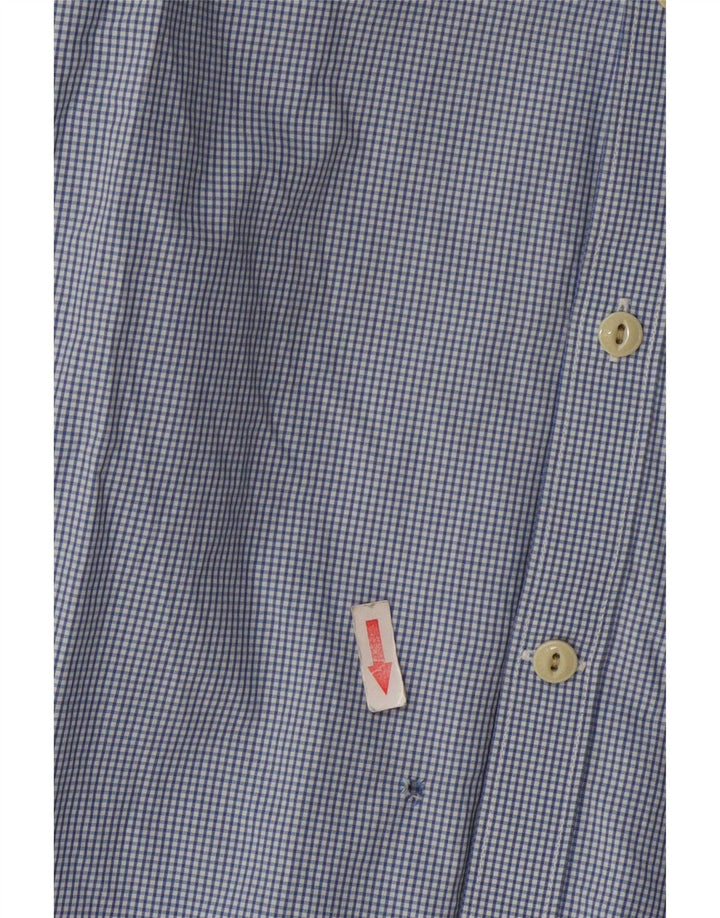 Barbour Mens Slim Fit Shirt Medium Blue Gingham Cotton