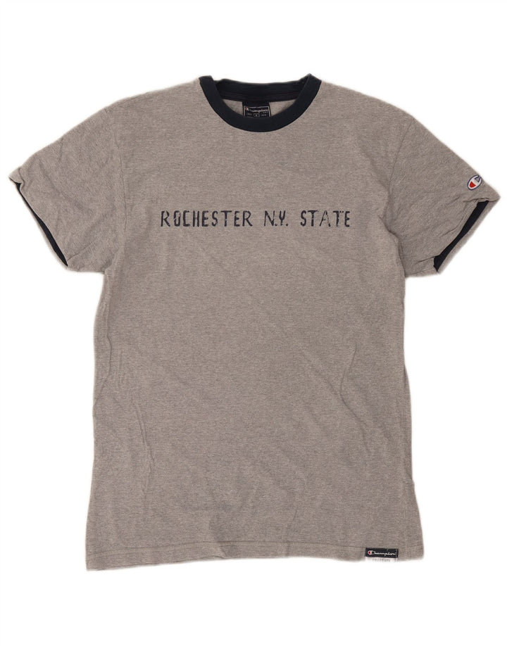 Champion Mens Graphic T-Shirt Top Medium Grey Cotton