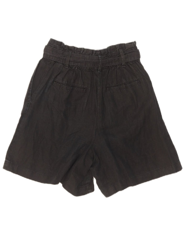Marks & Spencer Womens High Waist Shorts UK 8 Small W26 Black Linen