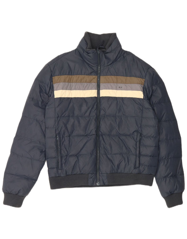 Sun68 Mens Padded Jacket UK 44 2XL Navy Blue Colourblock Polyamide