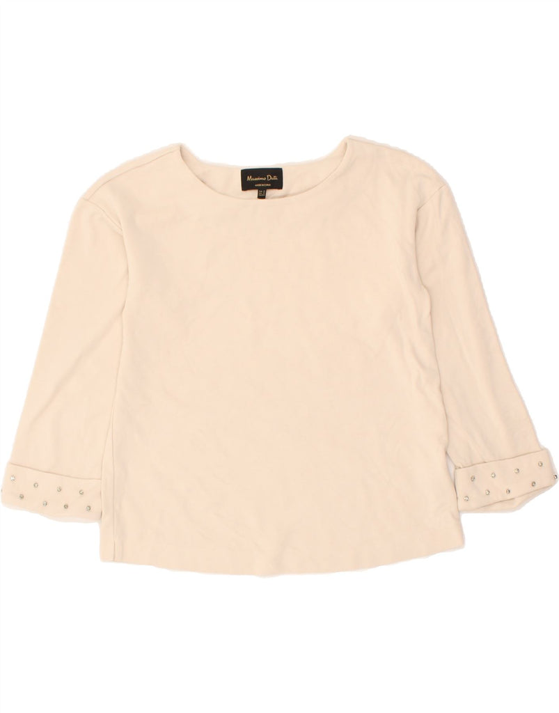 MASSIMO DUTTI Womens Top 3/4 Sleeve UK 6 XS Off White Cotton | Vintage Massimo Dutti | Thrift | Second-Hand Massimo Dutti | Used Clothing | Messina Hembry 