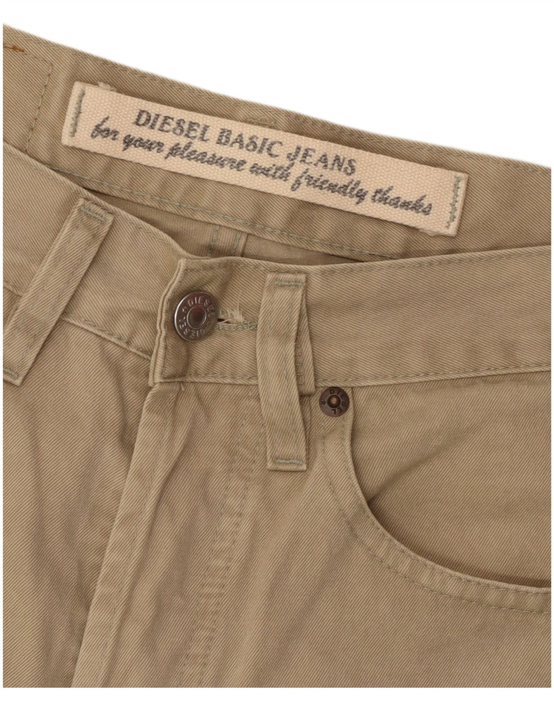 DIESEL Mens Straight Casual Trousers W29 L31  Beige Cotton