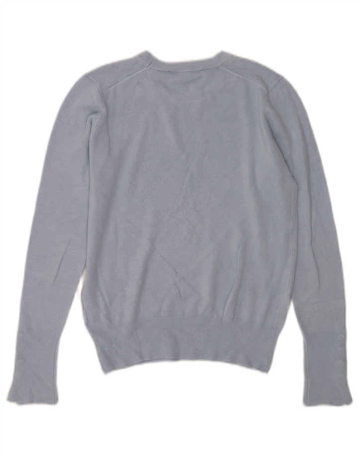 Zara Womens Crew Neck Jumper Sweater UK 12 Medium Blue Viscose