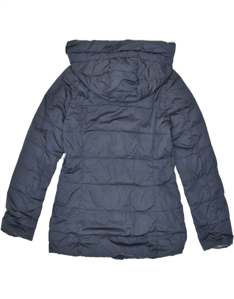 MARELLA Womens Hooded Padded Jacket UK 12 Medium Navy Blue Polyester | Vintage Marella | Thrift | Second-Hand Marella | Used Clothing | Messina Hembry 