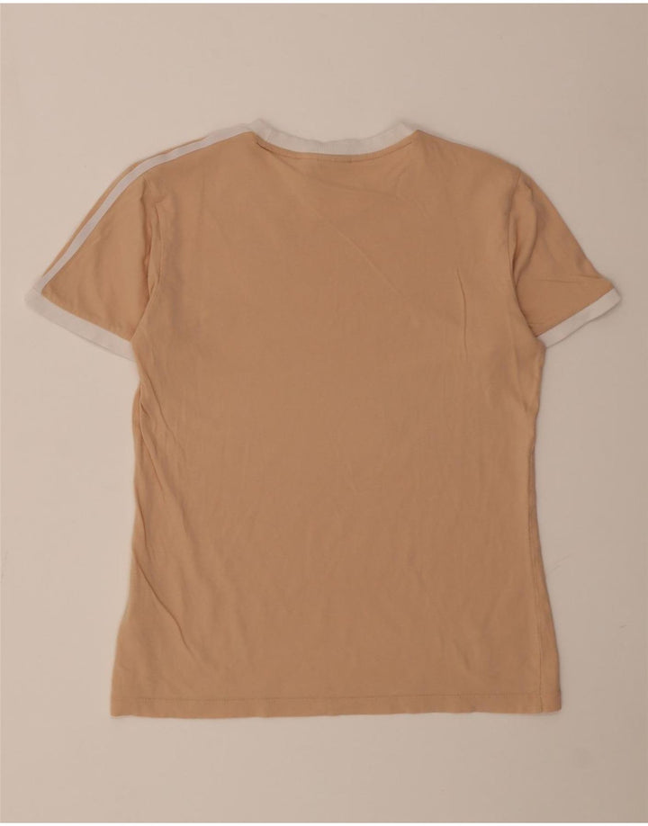 Adidas Womens T-Shirt Top UK 14 Medium Beige Cotton