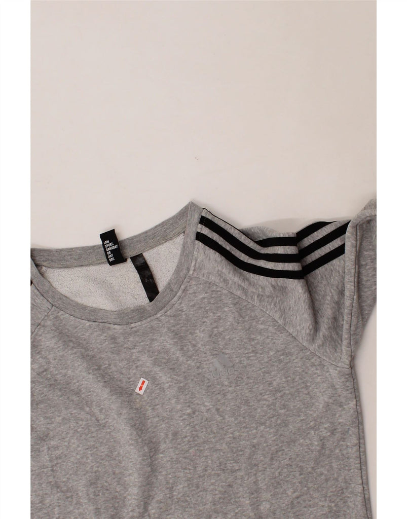 ADIDAS Womens Sweatshirt Jumper UK 12/14 Medium Grey Cotton Vintage Adidas and Second-Hand Adidas from Messina Hembry 