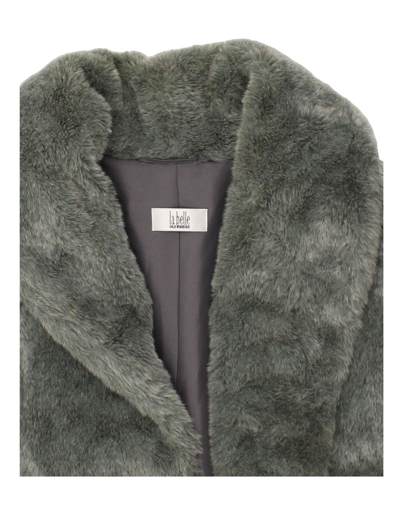 VINTAGE Womens Faux Fur Overcoat UK 16 Large Grey | Vintage Vintage | Thrift | Second-Hand Vintage | Used Clothing | Messina Hembry 
