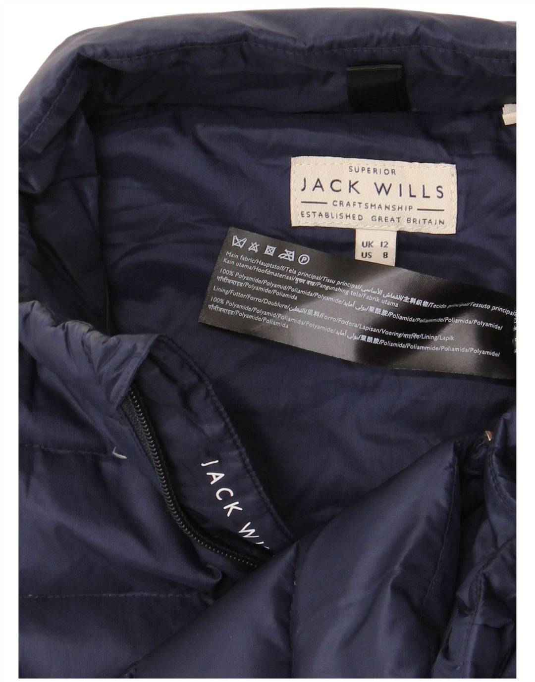 JACK WILLS Womens Padded Gilet UK 12 Medium Navy Blue Polyamide