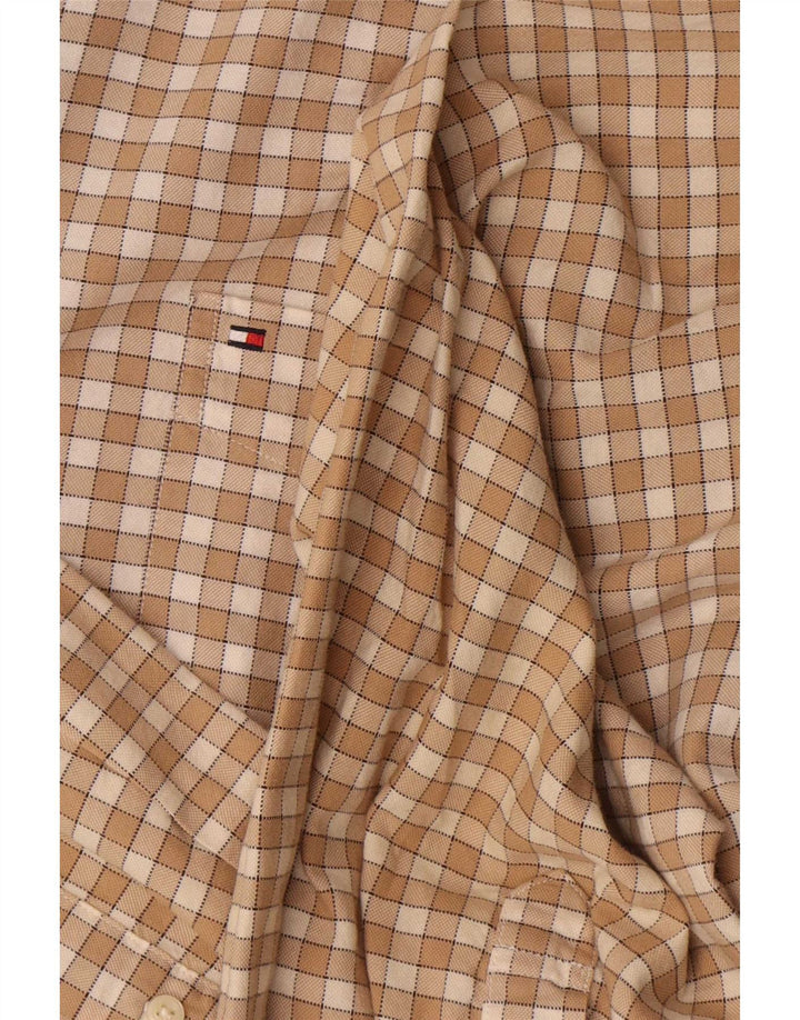 Tommy Hilfiger Mens Shirt 2XL Beige Check Cotton