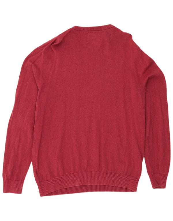 Joules Mens Crew Neck Jumper Sweater Large Burgundy Cotton