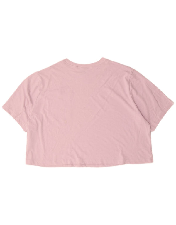 Nike Womens Swoosh Crop Oversized T-Shirt Top UK 22 3XL Pink Cotton