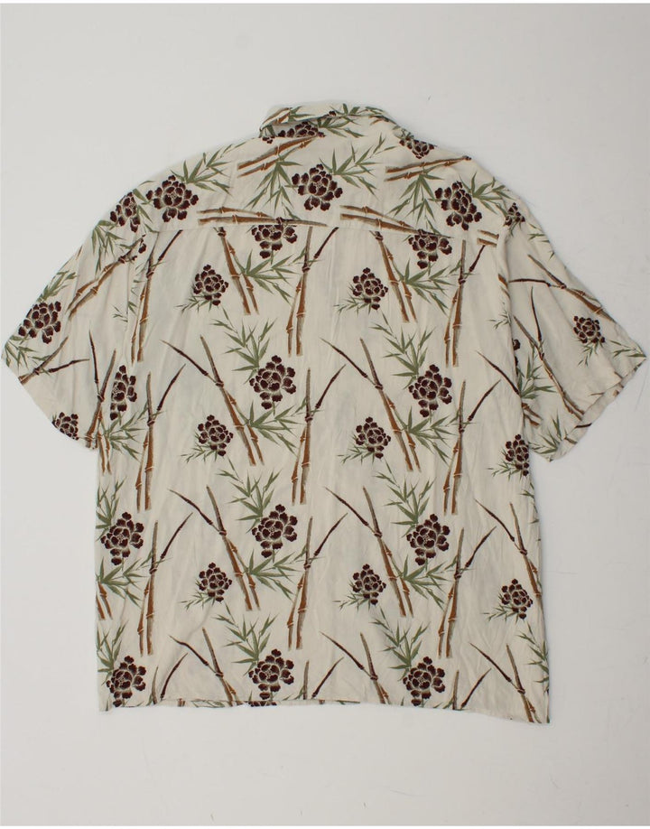 PURITAN Mens Short Sleeve Shirt XL White Floral Viscose