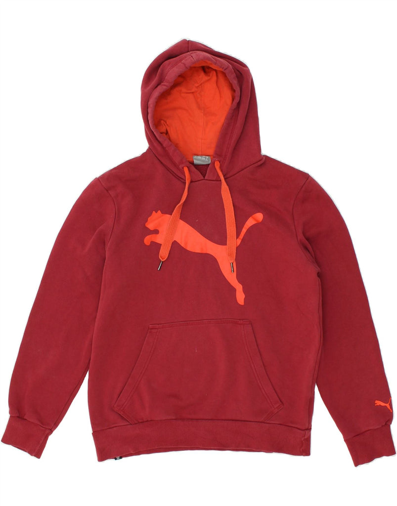 PUMA Mens Graphic Hoodie Jumper Small Red Cotton | Vintage Puma | Thrift | Second-Hand Puma | Used Clothing | Messina Hembry 